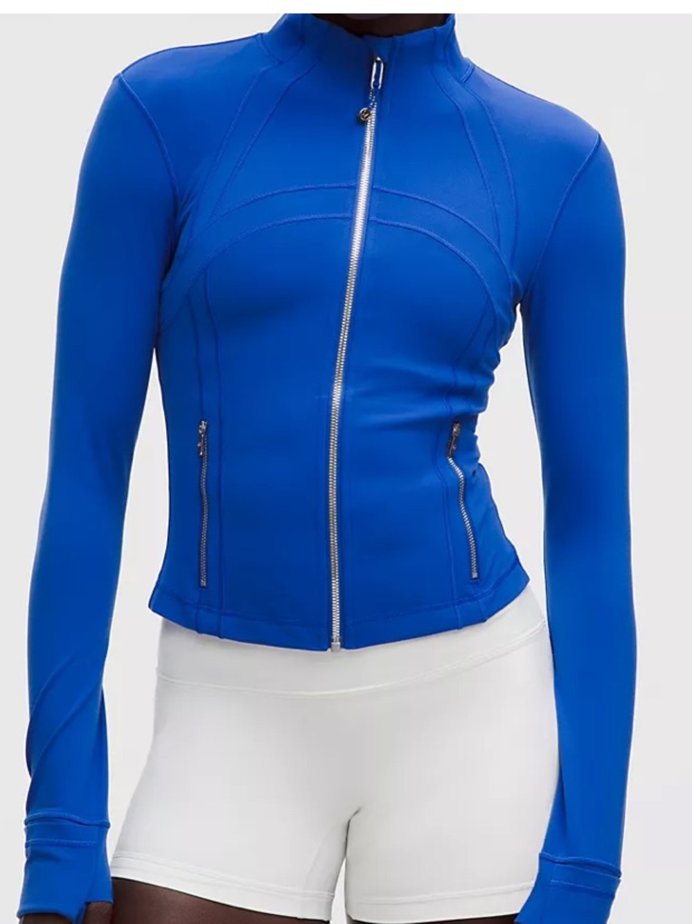 NWT Lululemon athletica Define Cropped Jacket Nulu Beach Ball Blue with Silver 6